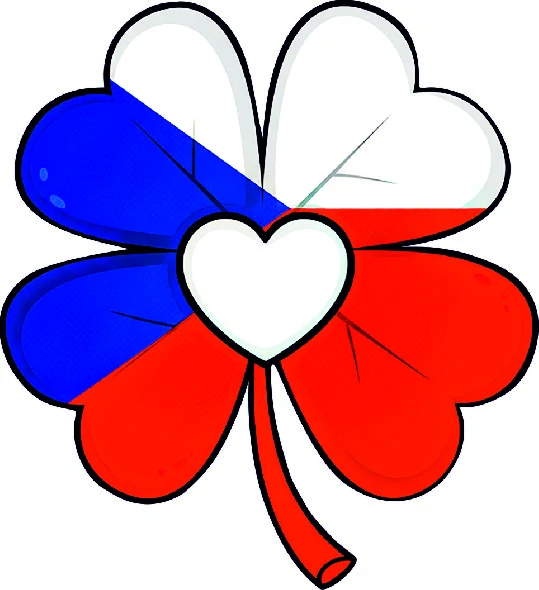Čtyřlístek v barvách české vlajky