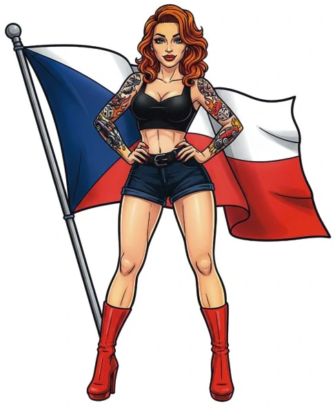 Tattoo Pin-Up dívka s českou vlajkou