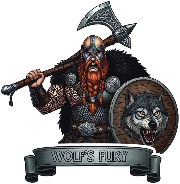 samolepka vikingský válečník s vlkem