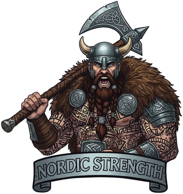 samolepka vikingský válečník se sekerou