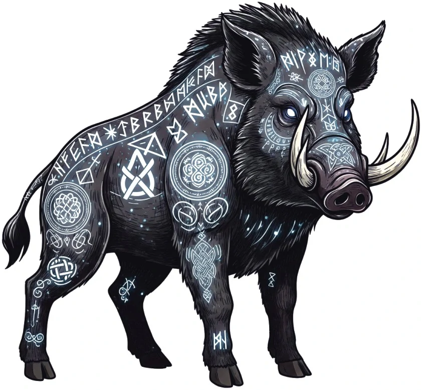 samolepka Runic Wild Boar