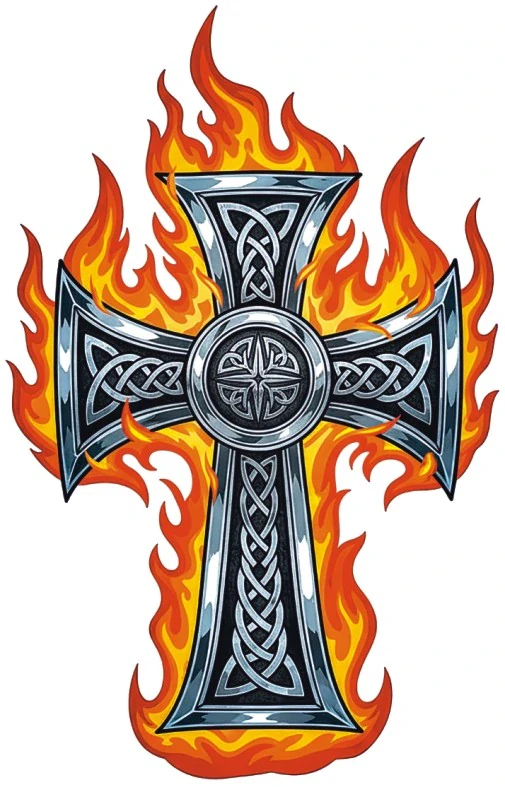 samolepka Flaming Celtic Cross