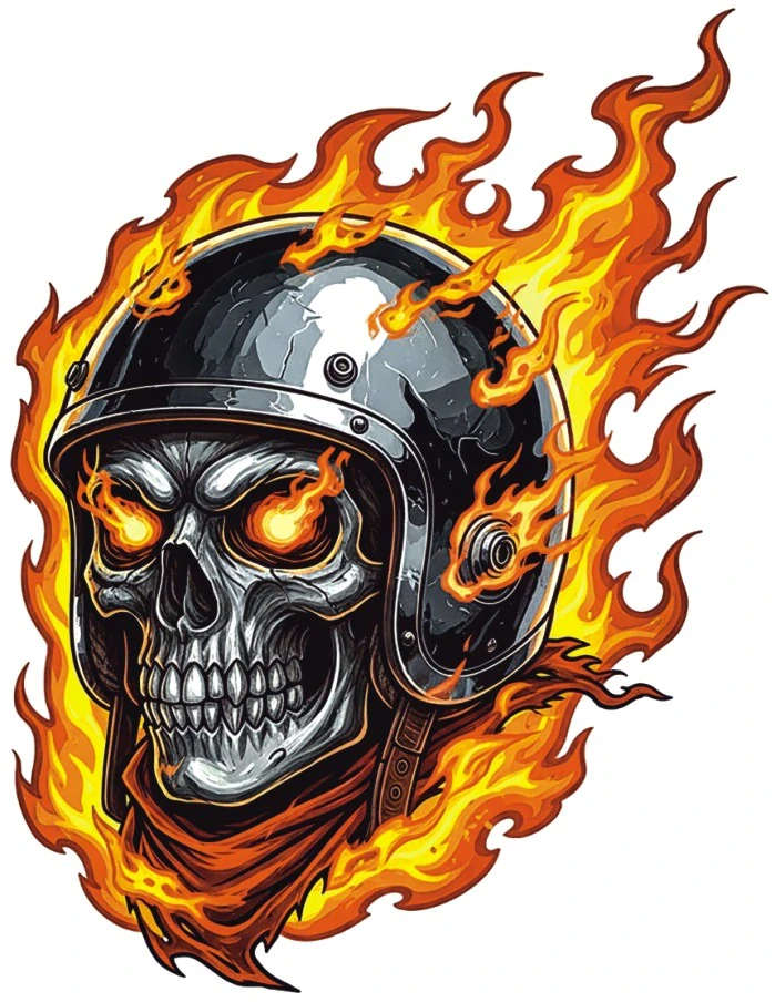 samolepka Flaming Rider Skull