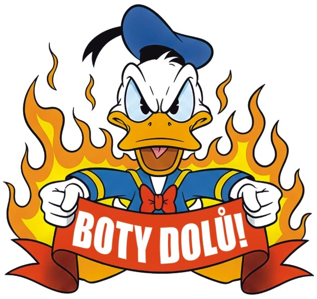 samolepka Boty dolů!