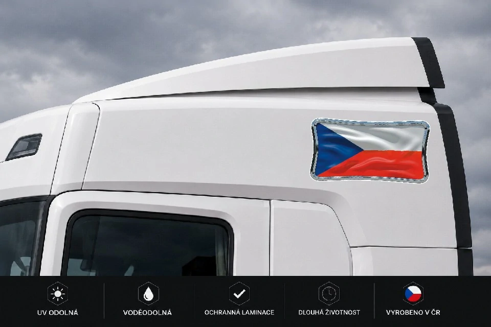 Česká vlajka v chromovaném rámečku