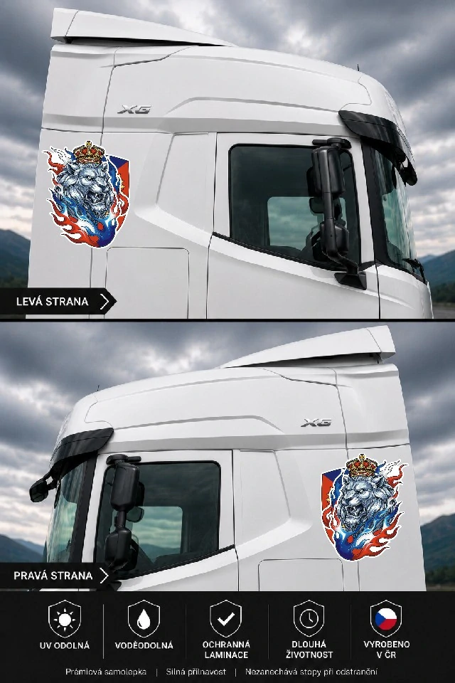 Český lev v barvách české vlajky sada 2ks
