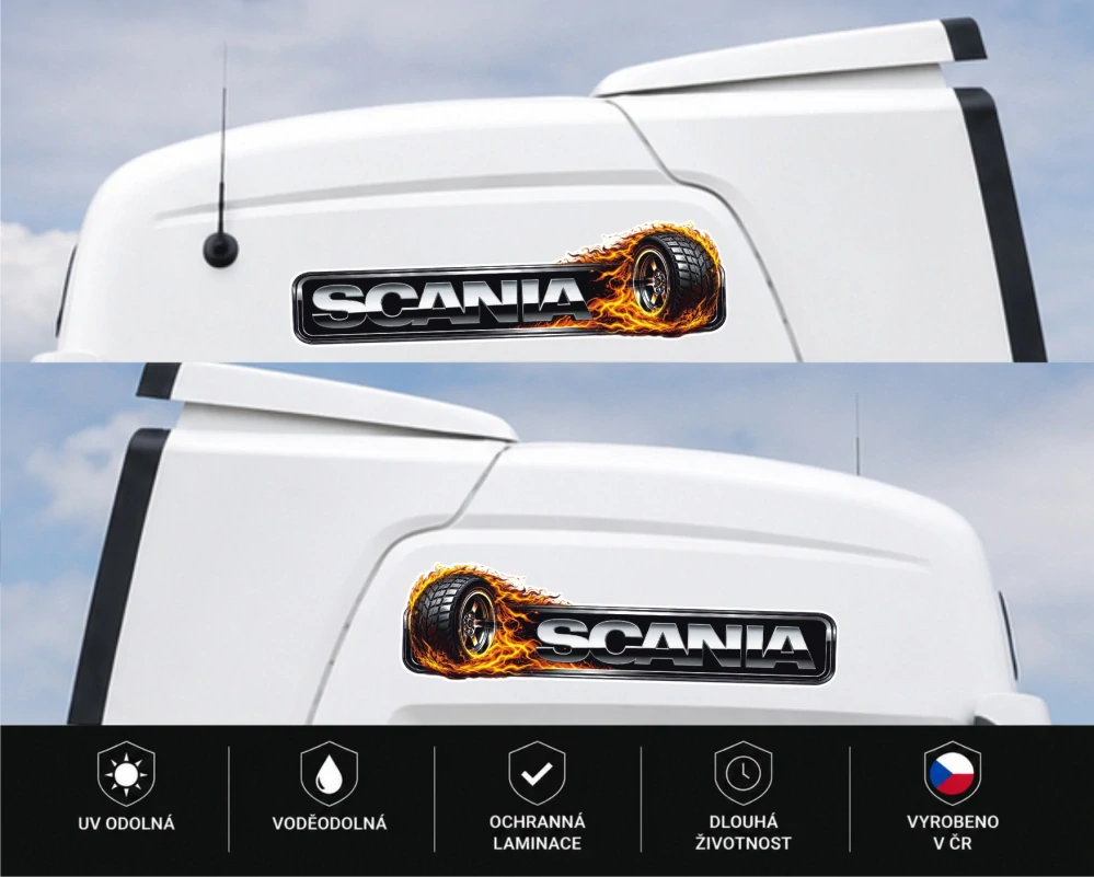 Samolepka SCANIA Fire Wheel sada 2ks