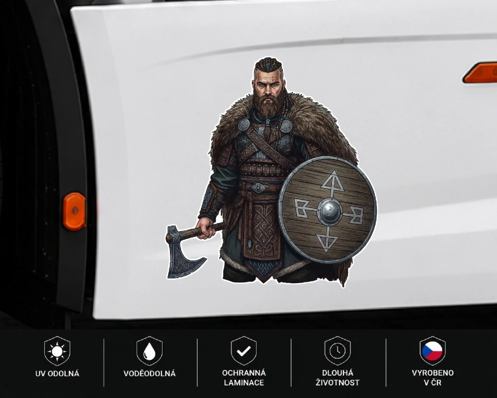 samolepka vikingský válečník se štítem