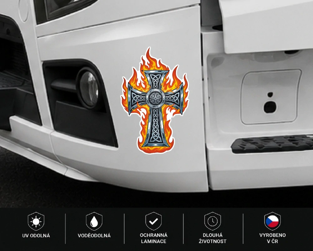 samolepka Flaming Celtic Cross
