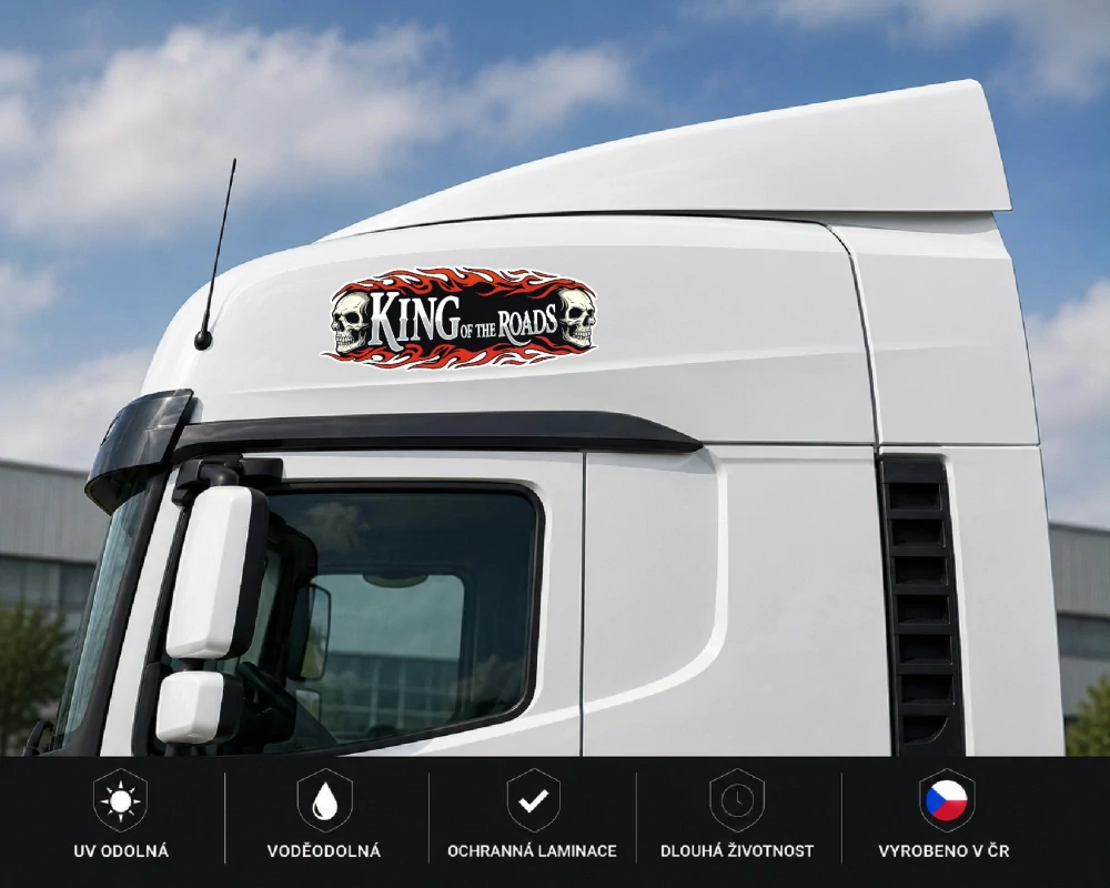 samolepka King of the Roads Skull Flames