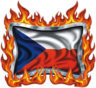 Hořící česká vlajka