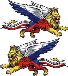 Královský český lev s vlajkou