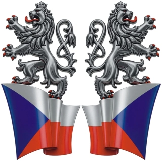 Český lev nad vlajkou sada 2ks