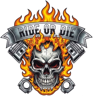 samolepka Ride or Die Skull