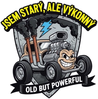 samolepka Jsem starý, ale výkonný